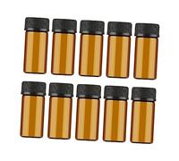 MOTHNUR 10pcs Mini Glass Vial Bottles Dark Lid and Plug for Essential Oils Perfume Chemistry Small Bottle for Oil