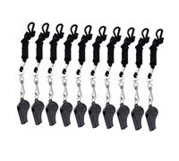 MOTHNUR 10pcs Plastic Whistles with Lanyard Multi-function Emergency Safety Whistles for Soccer Referee Lifeguard Outdoor Sports and Hiking