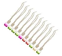 MOTHNUR 10pcs Refillable Hanging Car Perfume Bottles Set, Diamond-Shaped Colored Glass with Wooden Caps, Empty Car Fragrance Bottles for Essential Oils and Air Fresheners Random Color