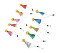 MOTHNUR 10Pcs Small Pet Birthday Party Hats for Dogs and Cats - Mini Cone Hats with Adjustable Strap, Glitter Pom Poms, and Pearl Decorations - Dog Birthday Outfit Accessories