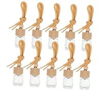 MOTHNUR 10pcs Transparent Glass Perfume Bottles Refillable Car Air Freshener Diffuser Hanging Bottles with Small Round Caps for Essential Oil Scent Decoration