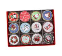 MOTHNUR 12 Pcs Christmas Tinplate Candy Gift Boxes Cartoon Printed Multi Purpose Xmas Packaging Boxes for Candy Cookies Snacks Tea Party Favors