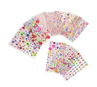 MOTHNUR 12 Sheets Self Adhesive Face Gemstone Stickers Crystal Rhinestone Inlay for Crafts Acrylic Jewels for Women Nail Rave Party Festival Decoration