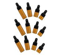 MOTHNUR 12PC Dark Brown Mini Glass Vial Bottles with Lid Refillable Dropper Bottles for Essential Oils Chemistry Portable