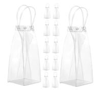 MOTHNUR 12pcs Clear Tote Bags with Snap Button Closure Transparent Reusable Party Favor Bags for Treats Jewelry Small Packaging