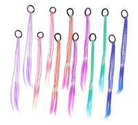 MOTHNUR 12pcs Colored Braided Ponytail Extensions for Lightweight Synthetic Hairpieces with Elastic Ties Quick and Easy to Wear for Dance Street Performance and Daily Play
