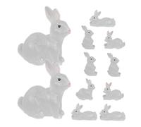 MOTHNUR 12Pcs Glowing Mini Rabbit Figurines Small Bunny Resin Statues for Micro Landscape Car and Garden Decor Cartoon Style Rabbits for Creative Desktop Ornament