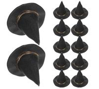 MOTHNUR 12Pcs Miniature Witch Hats for Crafts Small Witch Hat Decor Tiny Doll Halloween Party Supplies DIY Props for Dollhouse and Cake Decoration