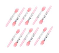 MOTHNUR 12pcs Silicone Lip Mask Brushes Makeup Applicators for Lipstick and Concealer Portable Cosmetic Brush Set with Transparent Red and Pink Handles for Women