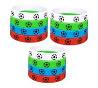 MOTHNUR 12pcs Silicone Soccer Wristbands for Men Team Sports Fan Memorabilia Lightweight Wear-resistant Football Bracelets Comfortable Wrist Straps in Red White Blue Green