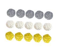 MOTHNUR 15Pcs 5Cm Weave Rattan Decorative Balls Set, Creative DIY Crafts Simple Vine Balls for Wedding Party Home Décor, Yellow White Grey Mixed Color Layout Supplies