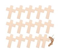 MOTHNUR 15pcs Cross-Shaped Unfinished Wood Bible Bookmarks Blank DIY Graffiti Craft Tags for Reading and Accessories