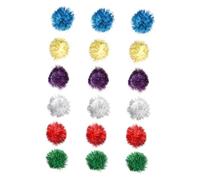 MOTHNUR 18pcs Cat Tinsel Pom Pom Balls 5cm Glitter Cat Toy Set for Indoor Play Kitten Exercise Interactive Pet Supplies Random Color