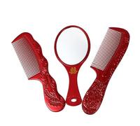 MOTHNUR 1set Wedding Combs and Mirror for Brides Red Combs Stylish Design for Wedding Party Supplies Lightweight and Portable Hair Accessories