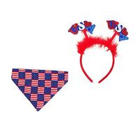 MOTHNUR 2-pack Independence Day Pet Costumes Festive Usa Themed Set Hairband Neckerchief