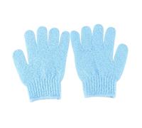 MOTHNUR 2 Pair Blue Five Finger Bath Exfoliating Gloves Body Scrub Mitts for Men Women Stretchy Dual Sided Shower Scrubber Suitable for Soap Body Sea Salt Use