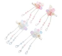 MOTHNUR 2 Pairs Princess Hanfu Hair Clips with Flower Tassels Chinese Style Costume Accessories Fairy Tale Colors for Casual and Festive Hairstyles Hair Clips for Hanfu Photoshoots