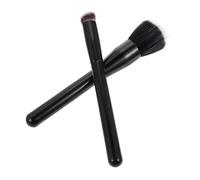 MOTHNUR 2 Pcs Double-layer Fiber Makeup Brush Flat Head Blush Highlight Brushes with Wooden Handle for Beauty Bloggers and Makeup Artists