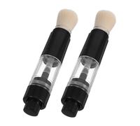 MOTHNUR 2 pcs Portable Refillable Press Type Makeup Powder Brush Soft Fiber Blush Brush for Travel and Home Use Compact Pressed Powder Applicator for Smooth Even Makeup Application