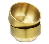 MOTHNUR 2 Pcs Stainless Steel Anti-scalding Bowl Stainless Steel Bowls Double Layer Insulated Golden