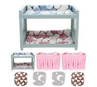 MOTHNUR 2 Set Double-layer Hamster Nest Pet Sleeping House with Cushions and Blankets Spacious Small Animals Hideout Bed for Guinea Pigs Gerbils Sugar Gliders Soft Warm Cozy Random Color