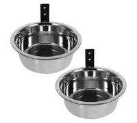 MOTHNUR 2 Sets 8-inch Wall Mounted Elevated Dog Bowls Stainless Steel Raised Dog Food and Water Bowls with Hanging Stand for Comfortable Puppy Feeding