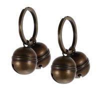 MOTHNUR 2 Sets Copper DIY Pet Bells for Cat Dog Collars Loud Pendant Accessories with Key Ring for Home Decoration and Keychain Craft