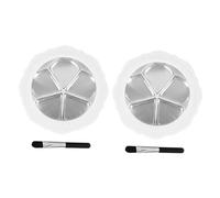 MOTHNUR 2 Sets Refillable Eyeshadow Palette with Mirror and Brush DIY Blusher Container Portable Makeup Box for Women Travel and Daily Use