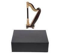 MOTHNUR 20cm Mini Harp Model Ornament with Black Leather Case, Mini Instrument Decor for Home Decoration and Birthday, Musical Figurine for Music Lovers Random Color