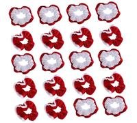 MOTHNUR 20pcs Christmas Hair Ropes Elastic Ponytail Holders Festive Scrunchies with Red and White Edges for Women and Holiday Hair Accessories