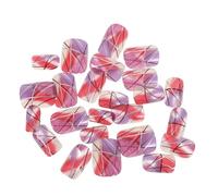 MOTHNUR 24pcs Fancy Short Square Fake Nails for Women and, Purple Gradient Design, Full Cover Press-On Artificial Fingernails Shine Finish