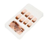 MOTHNUR 24pcs Leopard Print Nails Full Cover Almond Shape False Nail Tips Removable French Manicure Extensions for DIY Home Salon Manicure