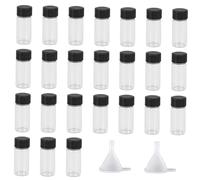 MOTHNUR 24pcs Transparent Glass Vials with Lids and Funnels Clear Sample Bottles for Essential Oils Anti-leak Wear-resistant Storage Containers Travel-friendly Refillable