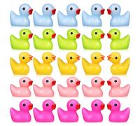 MOTHNUR 25pcs Miniature Resin Ducks Figurines Set, Multi-Color Tiny Resin Statues for Micro Landscape and Mini Garden Decor, Yellow Blue Green Pink Magenta Miniature Duck Decorations