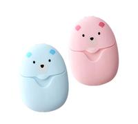 MOTHNUR 2Boxes Disposable Soap Flakes with PP Box Portable Hand Washing Soap for Travel Hiking Outdoor Use Safe Ingredients Lightweight Convenient Hand Cleanser Blue Pink