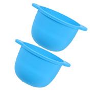 MOTHNUR 2pcs 300ml Silicone Wax Bowl Liner Set for Waxing Machine, Reusable Hard Wax Pot Replacement with Foldable Design, Blue Round Bottom for Hair Removal and Beauty Salon Use