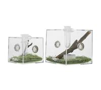 MOTHNUR 2pcs Acrylic Jumping Spider Enclosure with Feeding Port Transparent Sturdy Spider Habitat Boxes for Breeding and Observation Insect Habitat Cage for Reptiles and Small Pets
