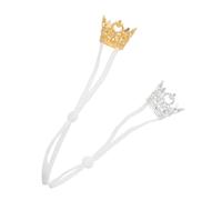 MOTHNUR 2pcs Adjustable Hamster Crown Tiara Headwear for Small Pets Royal Celebration Fancy Dress Up with Quick Fit Straps Suitable for Hamsters Rabbits and Small Animals Gold Silver