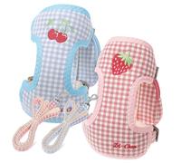 MOTHNUR 2pcs Adjustable Small Dog Harness Backpack with Leash for Puppies Polyester Vest Harness with Plaid Print Effort-saving Storage Bag Comfortable Fit for Pet Training and Walking