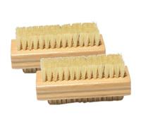 MOTHNUR 2pcs Bamboo and Sisal Double-sided Fingernail Brush Wear-resistant Household Nail Scrubber Multi-function Nail Cleaner for Daily Use
