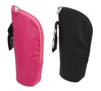 MOTHNUR 2pcs Bottle Heat Insulating Sleeve Covers with Zipper Portable Reusable Bottle Protectors for Travel Black and Rose Red for Feeding