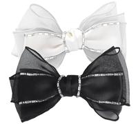 MOTHNUR 2pcs Bow Hair Clips for Women Rhinestone Bowknot Hairpins Small Barrettes Black and White Elegant Hair Accessories