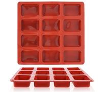 MOTHNUR 2pcs Brick Red Silicone Chocolate Mold Tray 12-Cavity Rounded Rectangle Mini Loaf Cake Baking Molds DIY Ice Tray for Cookies, Biscuits and Party Cakes