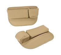 MOTHNUR 2pcs Car Seat Gap Filler Organizer Beige PU Side Pocket with Cup Holder for Phones Wallets Keys Water Bottles Passenger Seat Storage Box Multifunctional Car Gap Filler