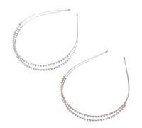 MOTHNUR 2Pcs Chic Double-layer Rhinestone Hair Hoops for Women in Rose Gold and Silver Lightweight Decorative Hair Accessories for Straight Curly for Makeup and Face Washing