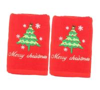 MOTHNUR 2pcs Christmas Cotton Towels Embroidered Santa Claus Design Soft Absorbent Hand Towels for Bathroom and Kitchen