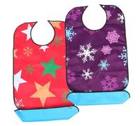 MOTHNUR 2pcs Christmas Pattern Adult Bibs Adjustable Large Seniors Feeding Bibs Star and Snowflake Design for Disabled and Elderly Eating Protection