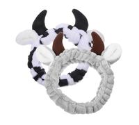 MOTHNUR 2pcs Cow Print Spa Headbands for Washing Face and Makeup Adjustable Elastic Flannel Hairbands for Women and Teens Skincare Accessories for Facial Cleansing and Beauty Routine