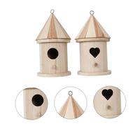 MOTHNUR 2pcs Creative Wooden Bird Nest Birdhouse Unfinished Diy Pendant for Outdoor Garden Use for Nesting and Garden