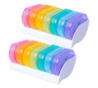 MOTHNUR 2pcs Day Colorful Mini Pill Box Organizer Portable Medicine Storage with Compartments Daily Tablet Holder for Travel and Home Use